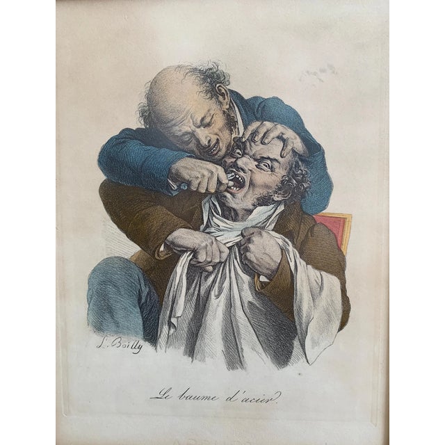 Antique French print after celebrated artist Louis-Léopold Boilly (1761–1845), titled Le Baume d’Acier, depicting a...