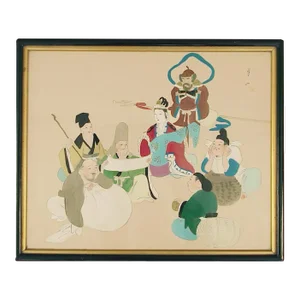 Vintage Framed, Signed Chinese Painting on Fabric