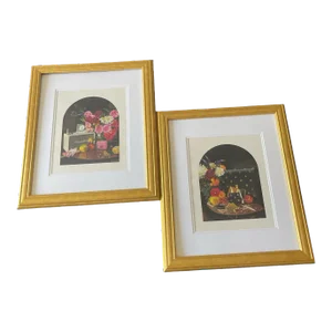 Pair of Authentic MCM Gucci Lithograph Purse Flower Prints by Ignasi Monreal