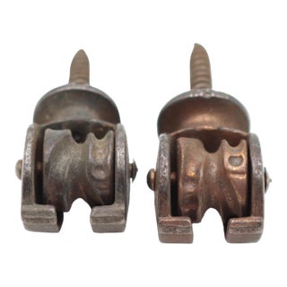 Pair of Antique Cast Iron Window Sash Pulleys For Sale