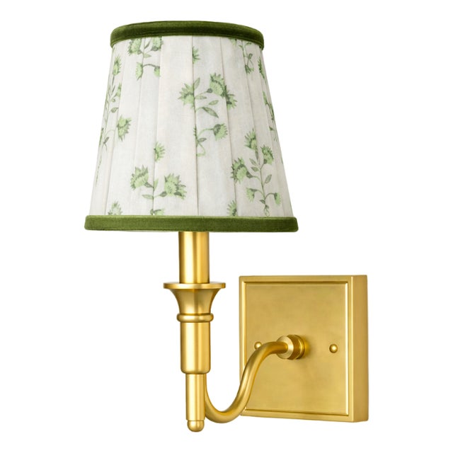 Green Velvet Floral Sconce Shade For Sale