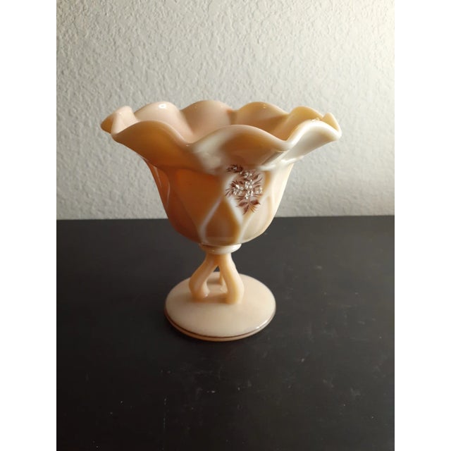 Vintage Westmoreland Almond Slag Glass Pedestal Compote For Sale In Dallas - Image 6 of 11