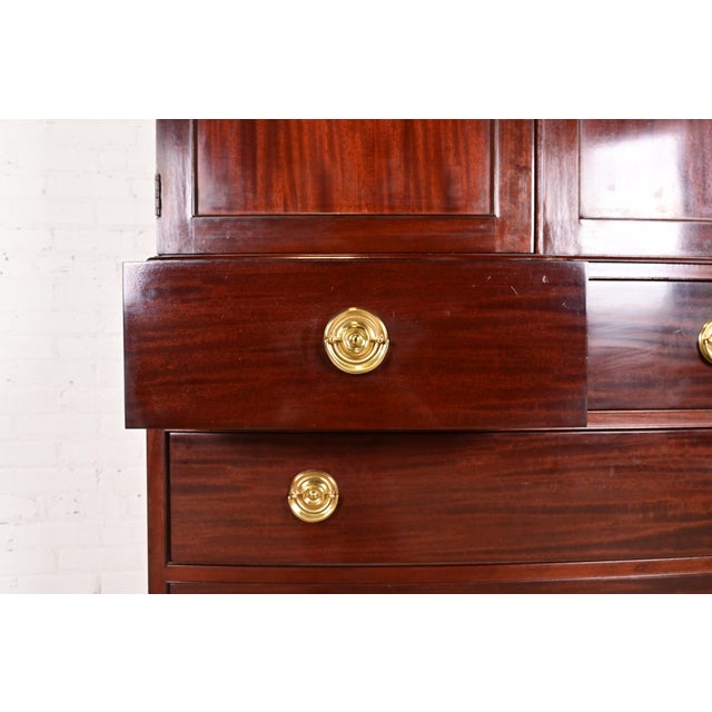 Wood Baker Furniture Federal Mahogany Armoire Dresser or Linen Press For Sale - Image 7 of 12