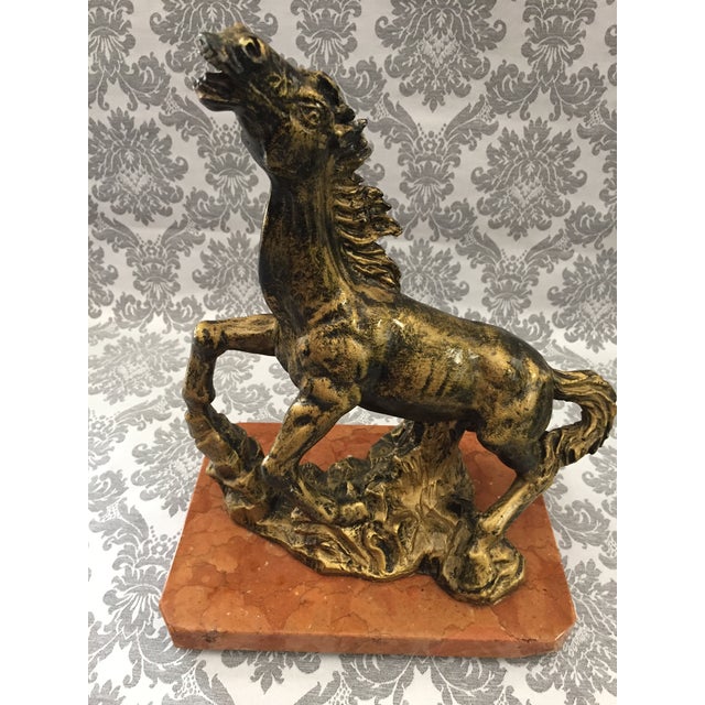Vintage Horse Animal Sculpture on Oxolyte Marble Base , 1970s For Sale - Image 11 of 14