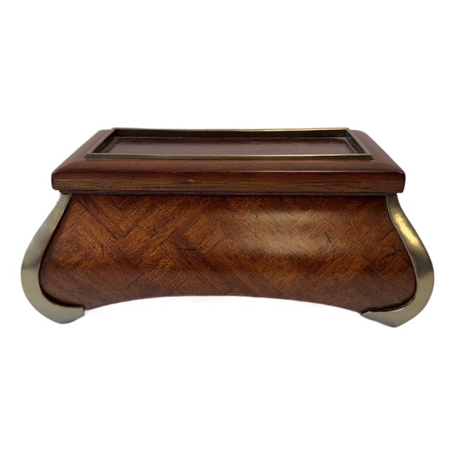 Vintage Mahogany Wood, Brass and Leather Box by Maitland Smith For Sale
