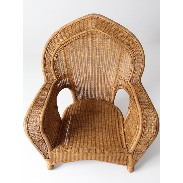 Brown Vintage Wicker Armchair For Sale - Image 8 of 18