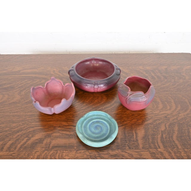 Van Briggle Arts & Crafts Dragonfly Mulberry Glazed Ceramic Bowl, Early 20th Century For Sale - Image 11 of 12