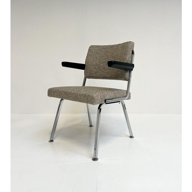 Gispen Vintage Gray Upholstered Armchair by Gispen, 1960s For Sale - Image 4 of 15