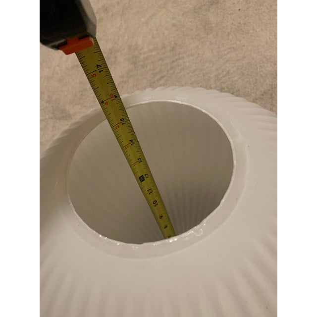 1960s 1960s Large Mid-Century Modern Ribbed Opal Glass Ceiling Globe For Sale - Image 5 of 11