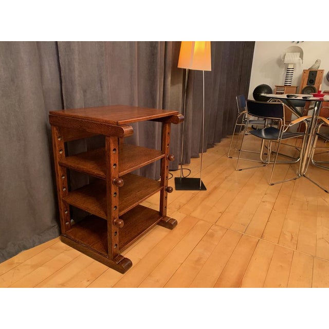 A late Art Deco shelf from the 1940s. In original and very good condition. Excellent quality of workmanship from solid oak...