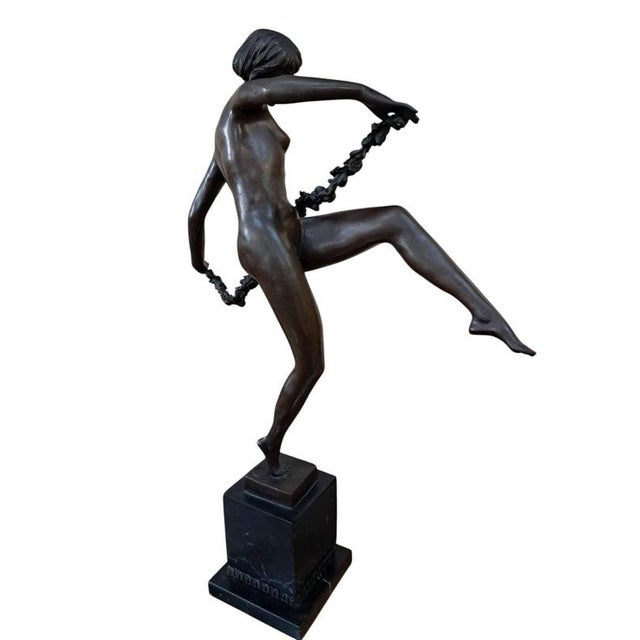 Vintage French Art Deco Bronze Lady Dancer Figurine, Large Antique, Pierre Faguays, 1920s For Sale - Image 15 of 18