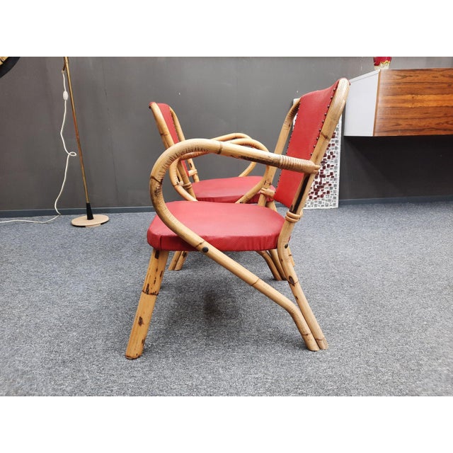 1950s Mid-Century Bamboo Seating Set, 1950s, Set of 3 For Sale - Image 5 of 16