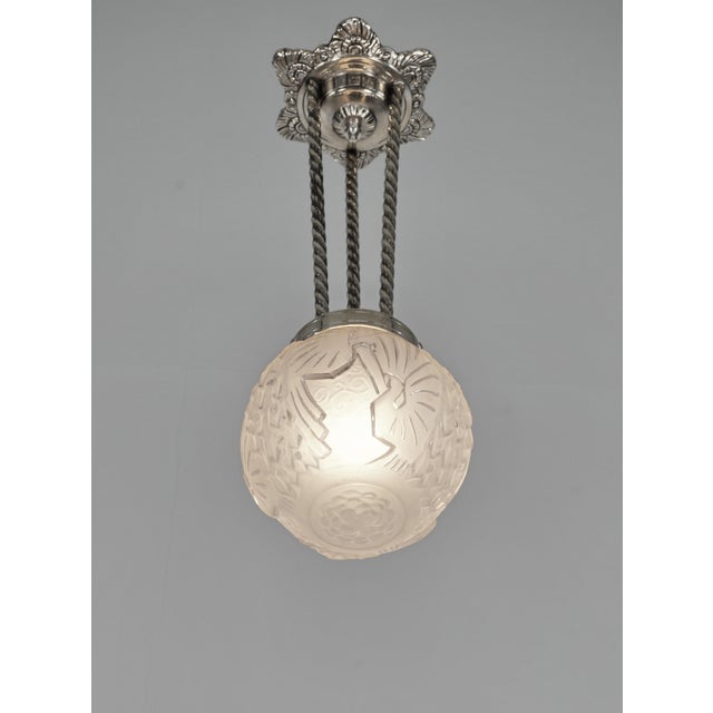 Muller Frères Petitot & Muller Freres French Art Deco Pendant Light 1930s - 2 Available For Sale - Image 4 of 13