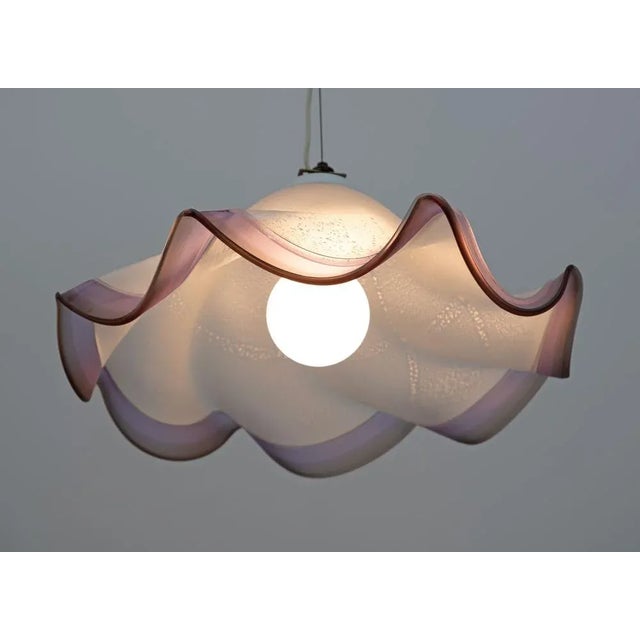 1970s Mid-Century Italian Modern Murano Silver Leaf Glass Pendant Lamp, 1970s For Sale - Image 5 of 11