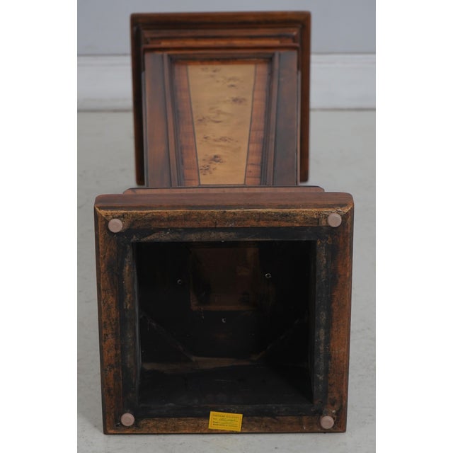 Theodore Alexander Neoclassical Burl Wood Tapered Pedestal Stand For Sale - Image 10 of 11
