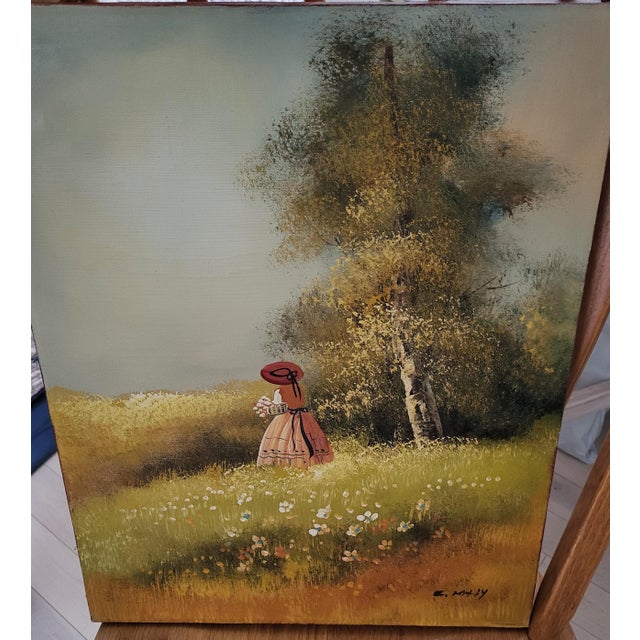 Vintage Impressionist Oil Painting – Girl in Field Romantic Landscape by E. Majiy Product Overview: Bring a touch of...