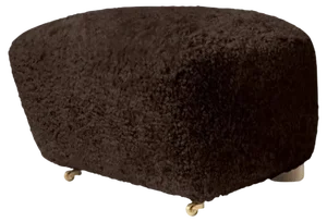Espresso Natural Oak Sheepskin the Tired Man Footstool by Lassen