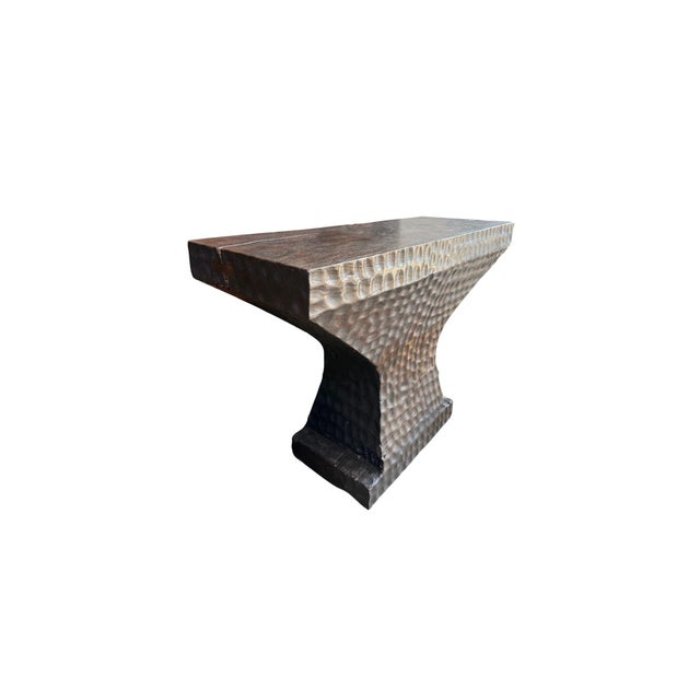 Wood Solid Teak Wood Console Table Espresso Finish Modern Organic For Sale - Image 7 of 8
