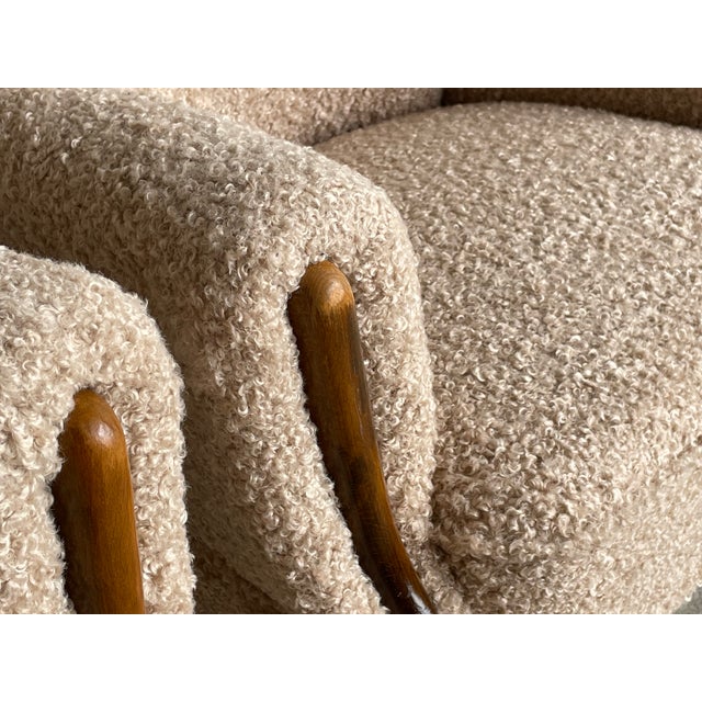 Modern Scandinavian Lounge Chairs in Bouclé and Beech, 1940s, Set of 2 For Sale - Image 4 of 10