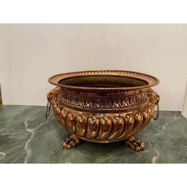 French Copper Jardiniere or Planter with Lion Handles, 19th Century For Sale - Image 4 of 6
