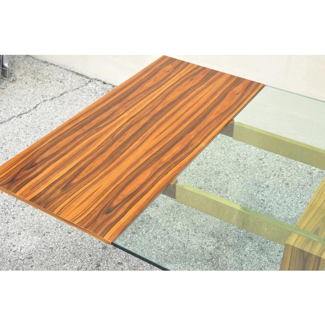 Late 20th Century Kagan Lacquered Rosewood and Brass Cantilever Glass Top Extension Dining Table For Sale - Image 11 of 18