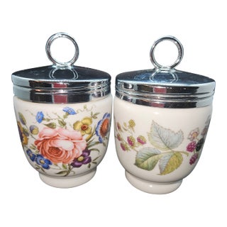 Set of Two, Vintage Royal Worcester Porcelain Egg Coddlers For Sale
