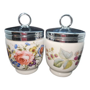 Set of Two, Vintage Royal Worcester Porcelain Egg Coddlers