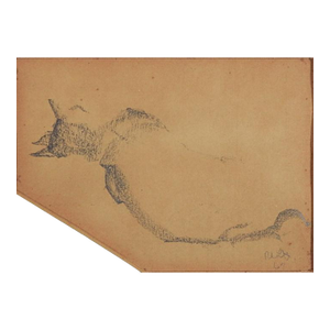 Small Mid 20th Century Sleeping Cat Drawing