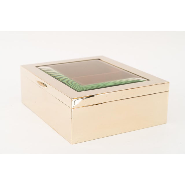 Brown Vintage Brass Cigar Box, 1920s For Sale - Image 8 of 13