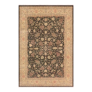 Boho Chic Floral Charcoal/Green Wool Rug - 8'11'' X 11'9'' For Sale