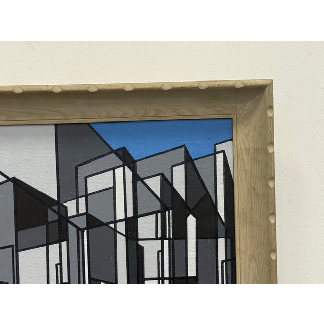 Vintage Cubist Painting Cityscape For Sale - Image 4 of 7