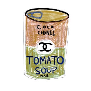"Coco Chanel Tomato Soup Can" Original Print by Annie Naranian For Sale