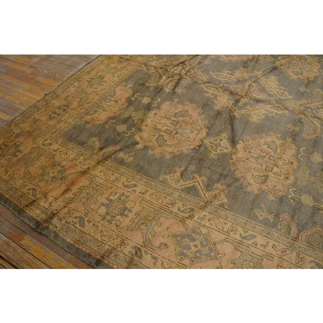 1920s Early 20th Century Turkish Oushak Carpet ( 10' x 12'1'' - 305 x 368 ) For Sale - Image 5 of 12