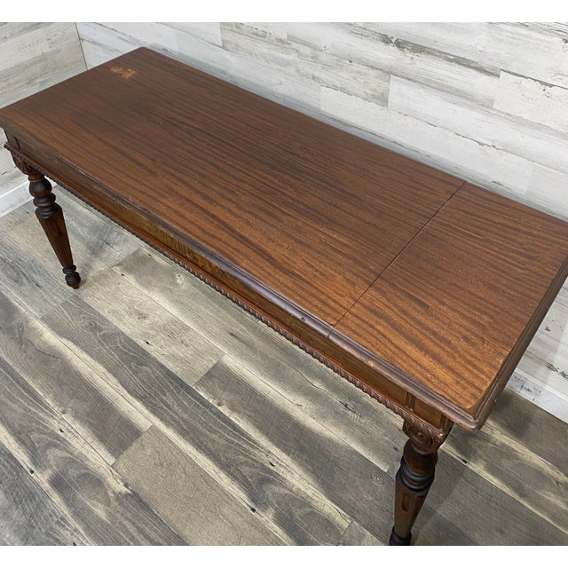 Wood Antique Victorian Mahogany Writing Desk Library Table For Sale - Image 7 of 12