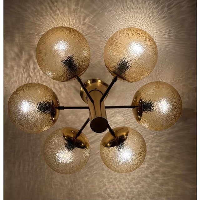 Space Age Golden Sphere Ceiling Lamp, Germany, 1970s For Sale - Image 11 of 13