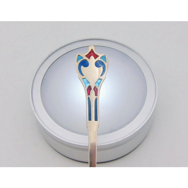 American Sterling Silver Plique-a-Jour Enamel Flatware Trio For Sale - Image 3 of 10