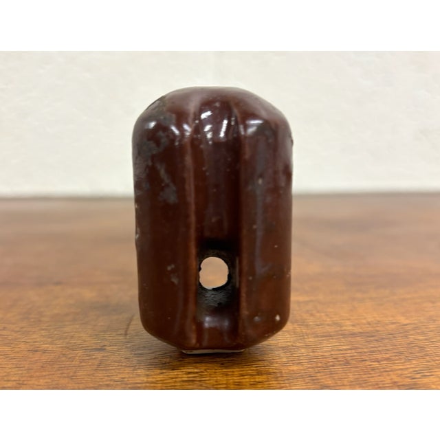 Industrial Antique Brown Ceramic Johnny Ball Guy Wire Insulator For Sale - Image 3 of 9