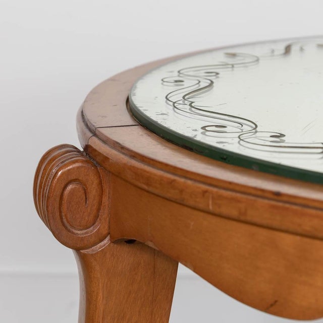 1940s French Mirrored and Beech Cocktail Table For Sale - Image 9 of 12
