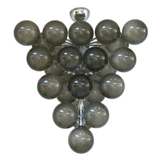 21st Century Italian Grappolo Polished Chrome Frosted Smoky Murano Glass Chandelier by Fabio LTD For Sale