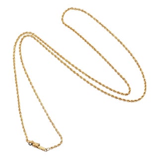 Late 20th-Century 14 Karat Yellow Gold 20" Solid Rope Chain For Sale