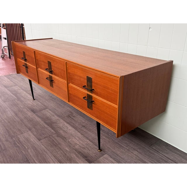 Mid-Century Modern Vintage Italian Chest of Drawers in Teak with Metal Legs, 1950s For Sale - Image 3 of 18