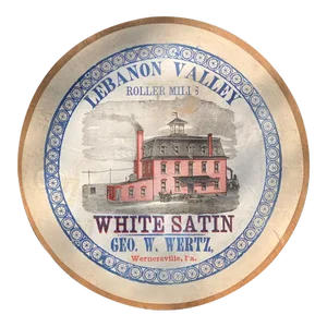 Vintage 1930s Lebanon Valley White Satin, Flour Barrel Cap From Pennsylvania Sign