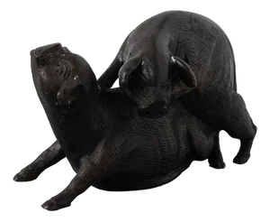 Italian Artist, Two Pigs, Bronze, 20th Century