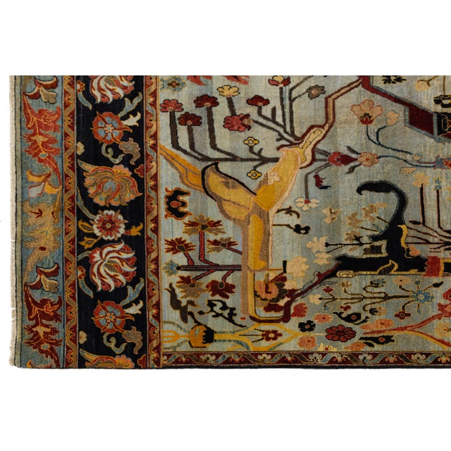 9x12 Modern Persian Bidjar Style Hand-Knotted Wool Rug Mirrored Arboreal Motif For Sale - Image 11 of 11