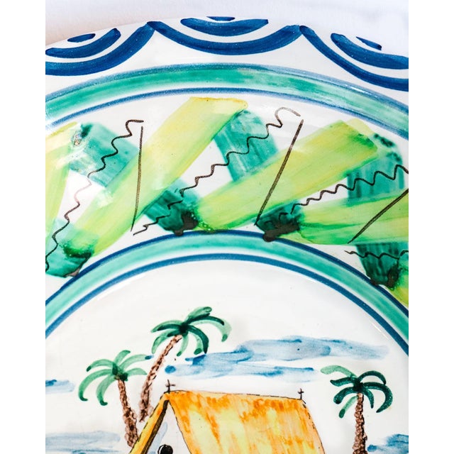 Large Vintage Hand Painted Italian Ceramic Bowl For Sale - Image 3 of 7