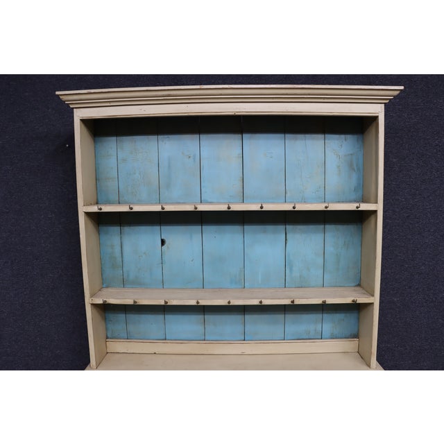 19th Century Welsh Painted Pine Cupboard Hutch With Plate Rack For Sale - Image 13 of 16