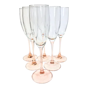 Pale Pink Vintage Champagne Flutes- Set of Six