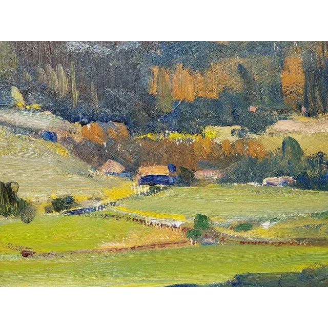 Janis Lauva, Mountain Landscape with a Village, 1980, Oil on Cardboard For Sale - Image 4 of 13