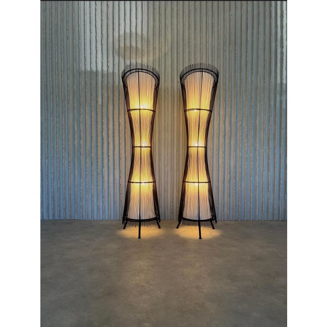 French Sculptural Kobe Floor Lamps, Set of 2 For Sale - Image 10 of 11