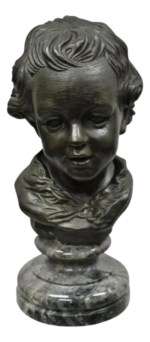 Late 20th Century Maitland-Smith Style Victorian Bronze Boy Bust Head Sculpture on Marble Base
